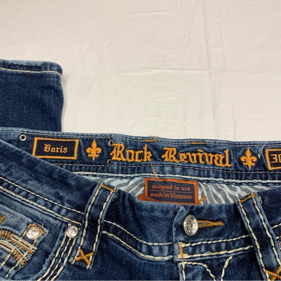 Rock Revival Boris Skinny Embroidered Distressed Skinny Jeans Women’s 30 - Picture 5 of 12